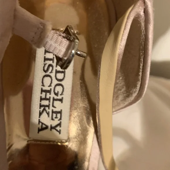 Badgley Mischka Champagne Crystal Embellished Stiletto Heels - Picture 4 of 7